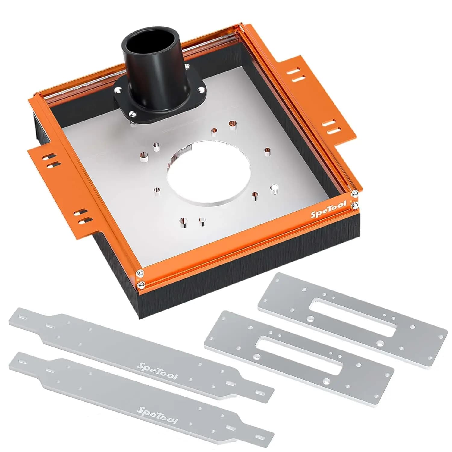 US SpeTool Linear Rail Dust Extractor with Sliding Adapter for SBR20UU/SCS20UU,2.5" Port,Pre-drilled Acrylic Plate Fits Most Router