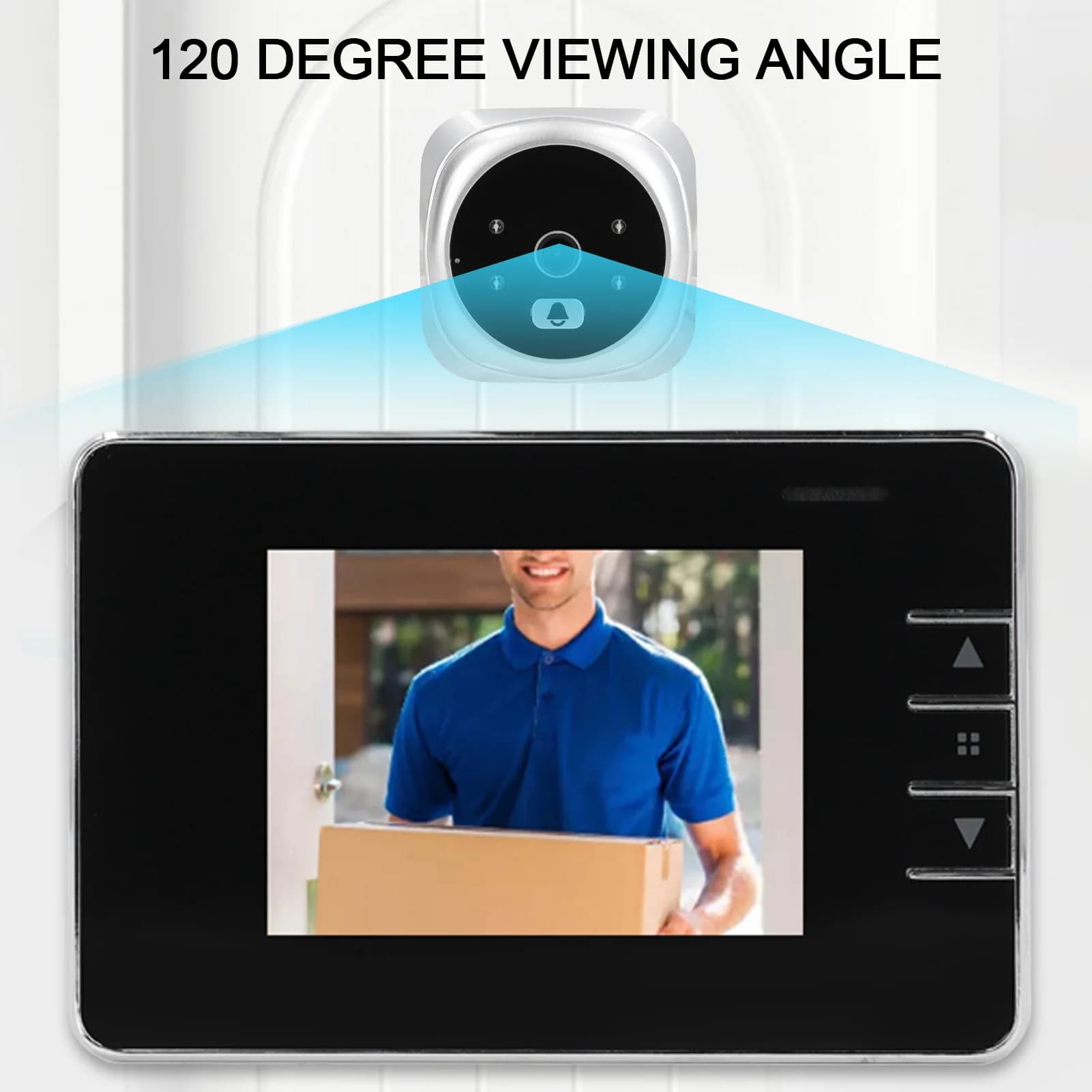Videocitofono Telecamera per campanello Spioncino per porta Telecamera Citofono bidirezionale Sensore CMOS da 300 K Pixel Vista da 120 gradi Impermeabile per ufficio