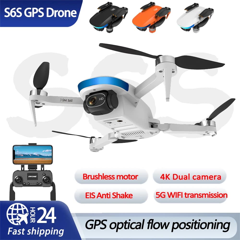 S6S GPS Optical Flow Positioning Drone HD Dual EIS Camera 5G WIFI Image Transmission Remote Control Aircraft Quadcopter Toys