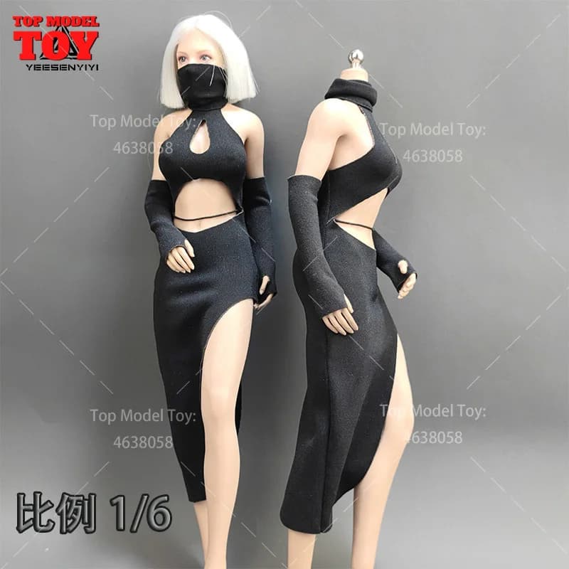 1/6 Bilancia Nero Split Cheongsam Gonna Lunga Vestiti Modello Misura 12 "TBL PH JIAOU Soldato Femminile Action Figure Corpo Bambole Giocattoli