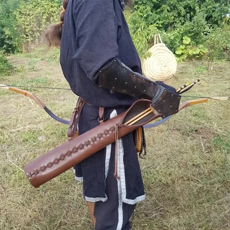 Faretra per cintura in ecopelle medievale per cosplay di caccia con l'arco con supporto per frecce Steampunk vintage e oggetti di scena per tiro con l'arco