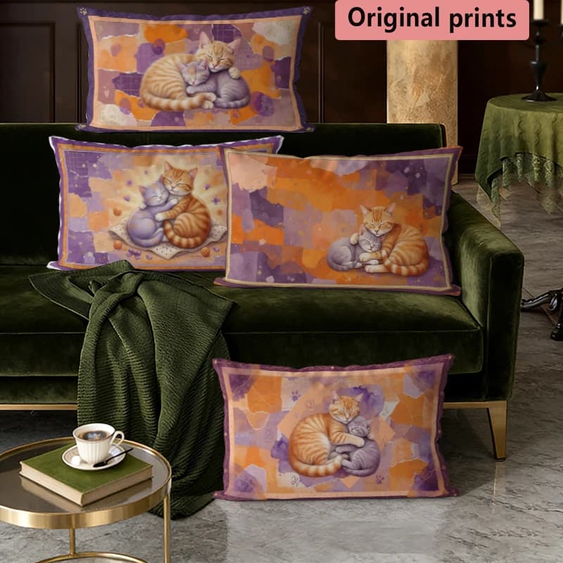 Fodere per cuscini lombari Vintage Cat Duo** adatte per divano, camera da letto, auto, cuscino rettangolare per la schiena