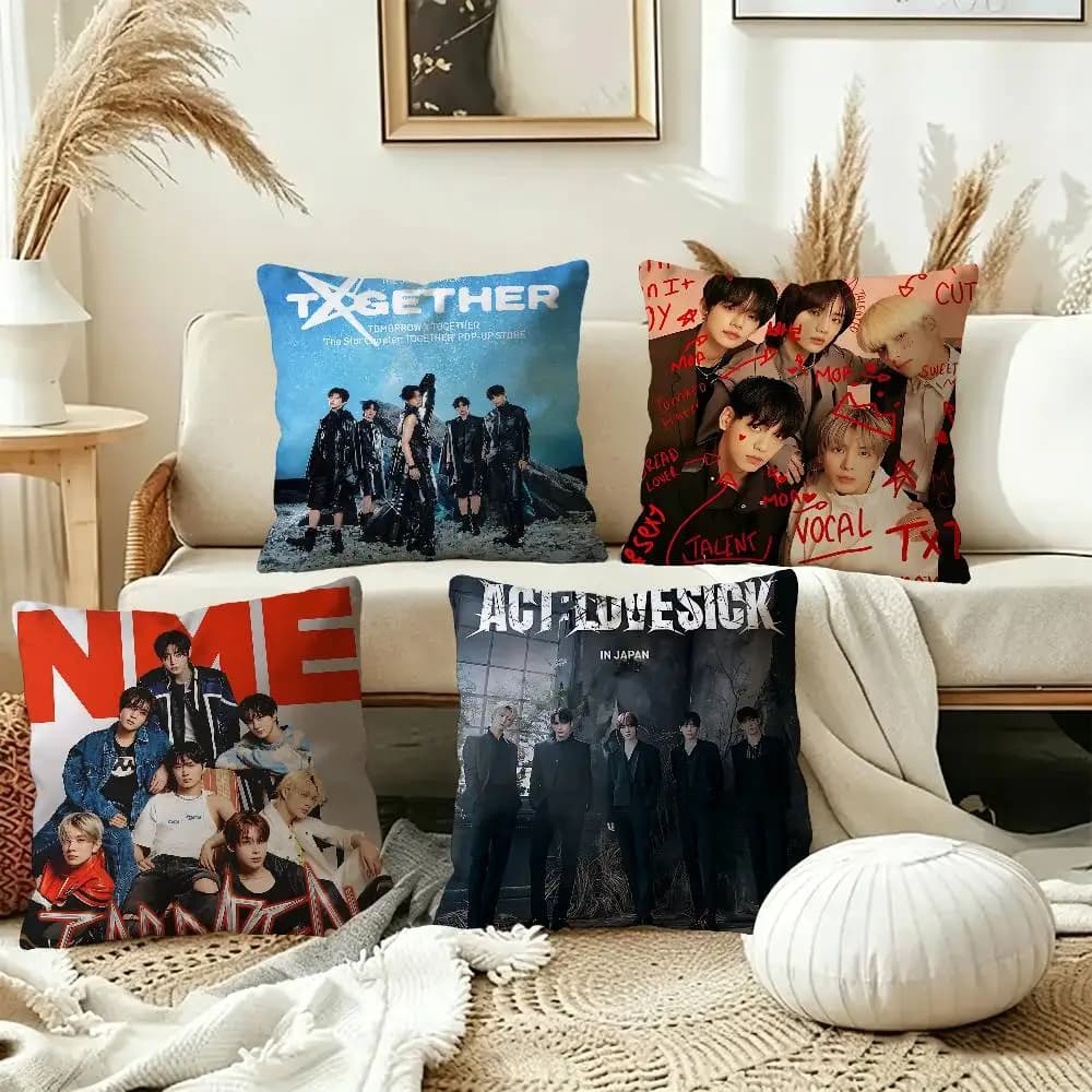 popular korea kpop band t-TXT Personalized picture text home decorative pillows Household Gifts 45x45cm