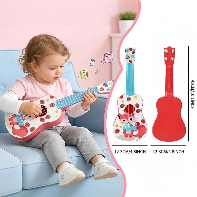 I bambini possono suonare la chitarra giocattolo con ukulele possono suonare Strumento di simulazione per principianti Giocattolo musicale per strumenti educativi per l'illuminazione