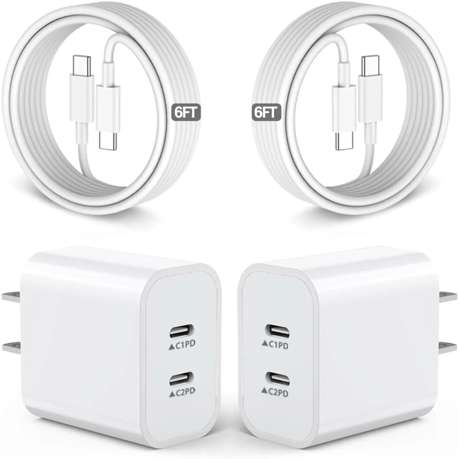 Per caricabatterie iPhone 16, caricabatterie rapido da muro a doppia porta da 40 W con cavo USB C da 6 piedi per iPhone 16/15 Plus/15 Pro Max/iPad/AirPods