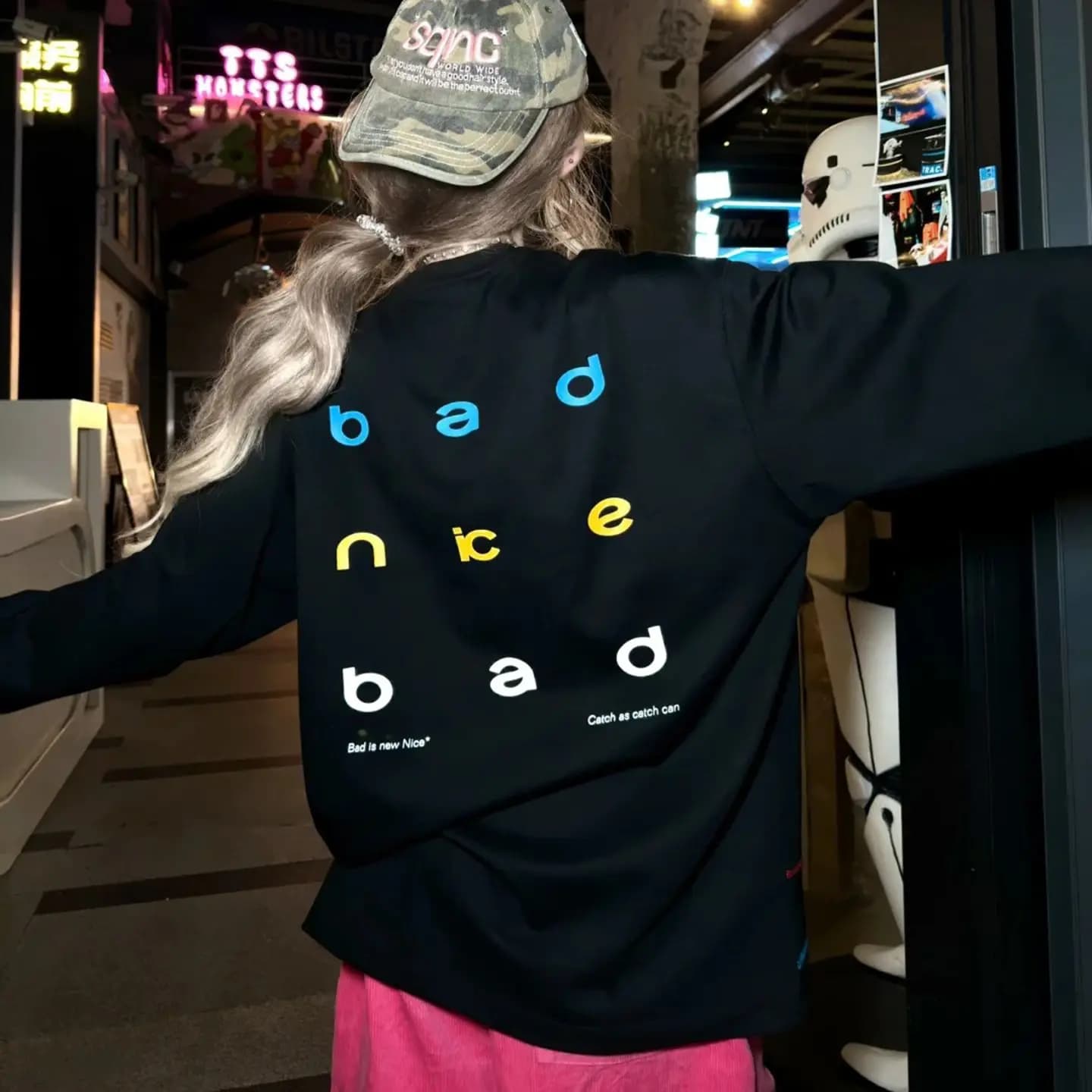 Maglietta a maniche lunghe ampia Hsu Line da uomo e da donna, stile casual, in tessuto di poliestere, trendy per l'autunno, da indossare sotto.