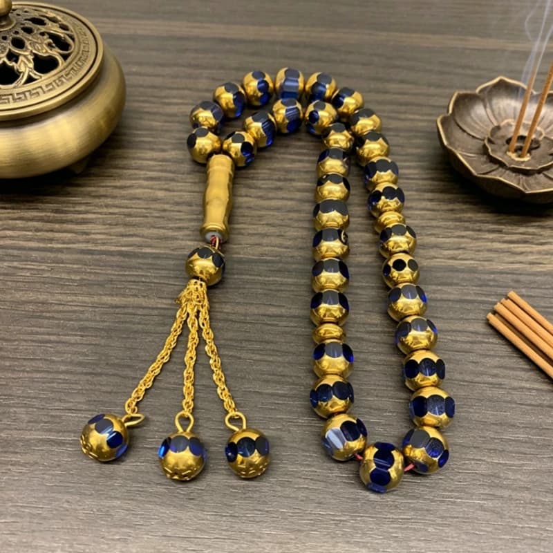 Prayer Beads Bracelet 33 Pieces Gold Wrapped Crystal Hand String Exquisite Ornament For Daily Wear And Collection
