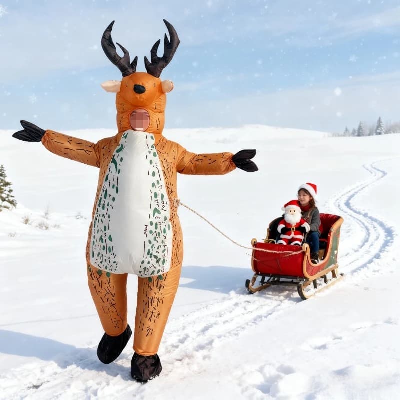 Adult Inflatable Moose Costume Cartoon Style Funny Elk Christmas Carnival Party Cosplay Dress Up