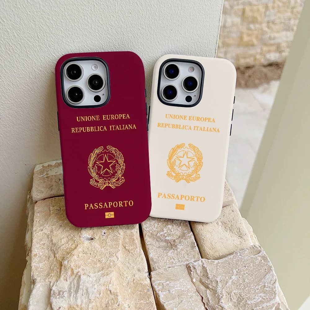 Custodia per passaporto italiano per iPhone 17 16 15 14 13 12 11 X XS XR XSMAX 7 8 Air Pro Max Plus Cover posteriore di lusso a doppio strato