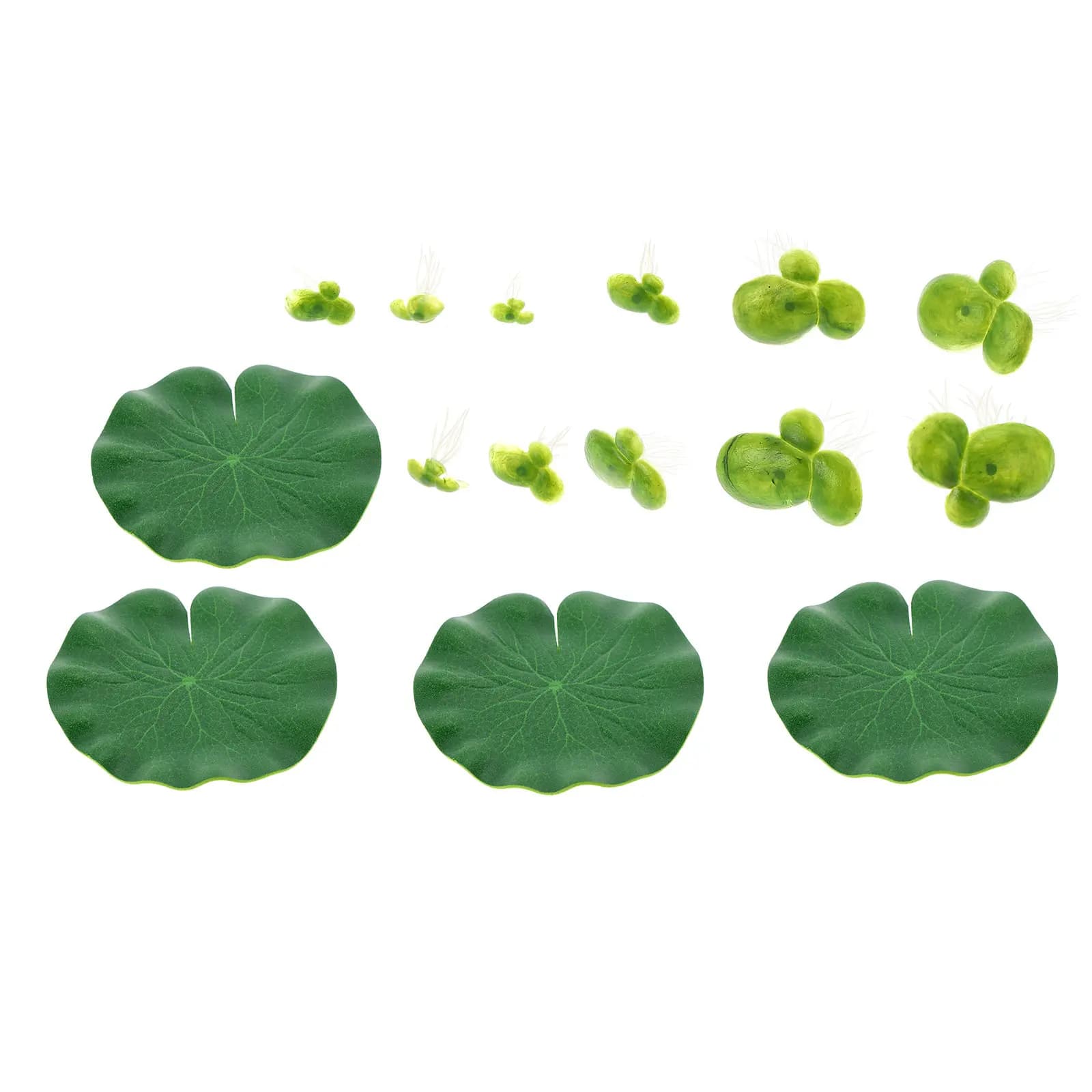Set di Decorazioni Artificiali con Foglie di Loto e Alghe, Materiale PP, Piante Acquatiche Realistiche Galleggianti per Acquario e Laghetto