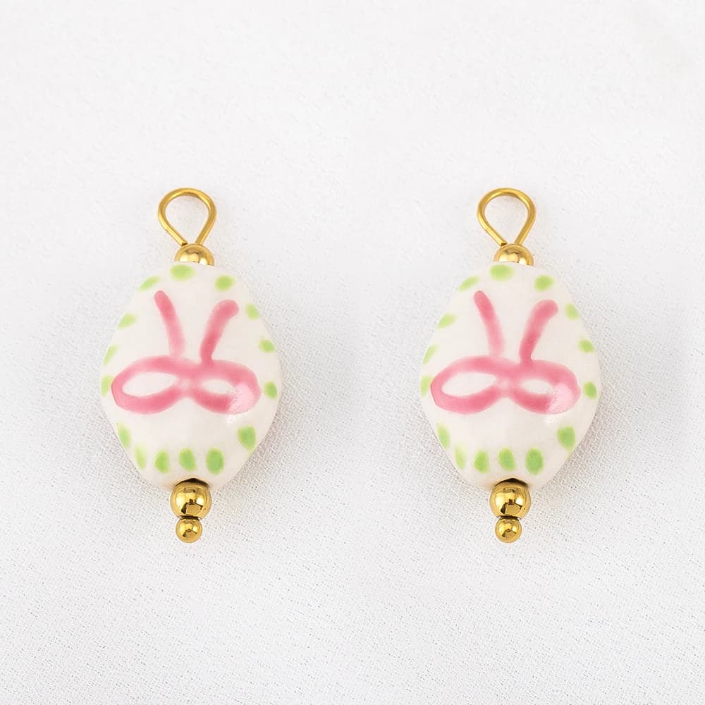 2 pendenti in ceramica in acciaio inossidabile 304 con motivi di fiori e fiocchi Collana fai da te Fascino Decorazione di gioielli Materiali Forniture