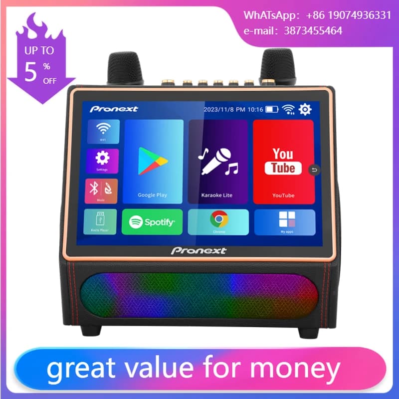 Fornitura di prezzo di fabbrica Doppio woofer da 5,25 '' a 2 vie 40 W Android 12 Live OTG Potente macchina per karaoke ricaricabile all-in-one