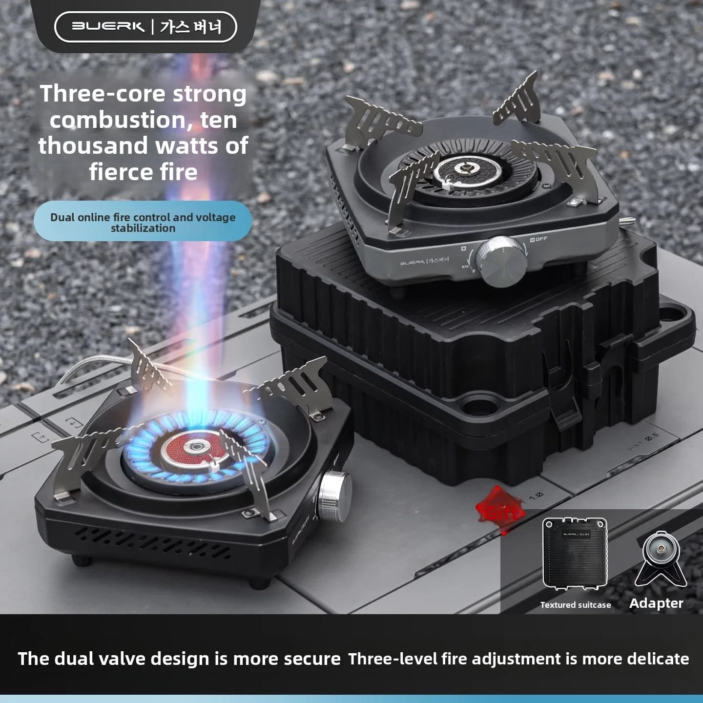 BUERK 10000W High Power Camping Stove Windproof Gas Stove Split Gas Burner for Outdoor Backpacking Hiking Cooking