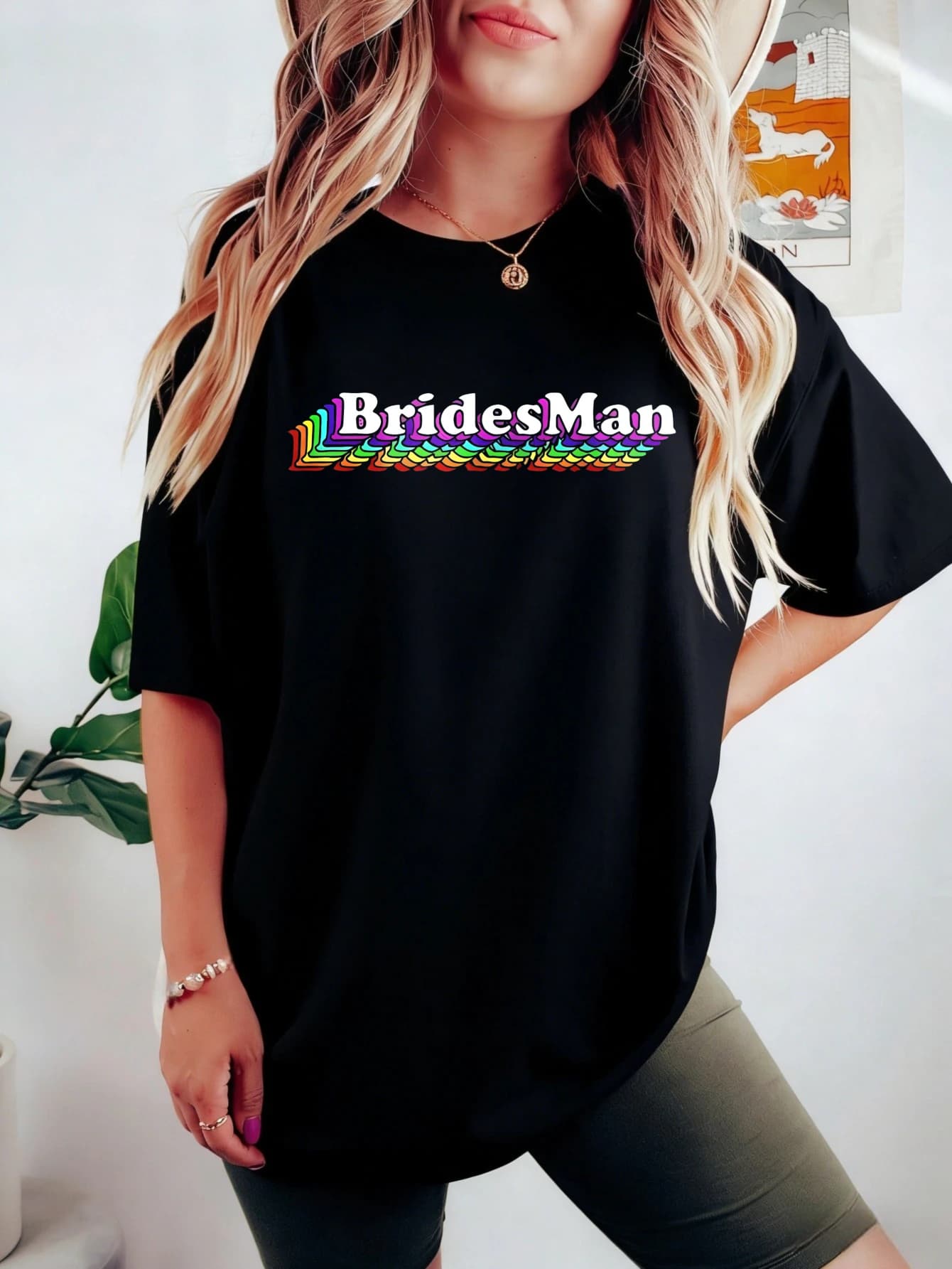 Women's T-Shirt with BridesMan Graphic Printing, Streetwear Oversize in Cotton, Short Sleeve, Casual Summer, Gift for You