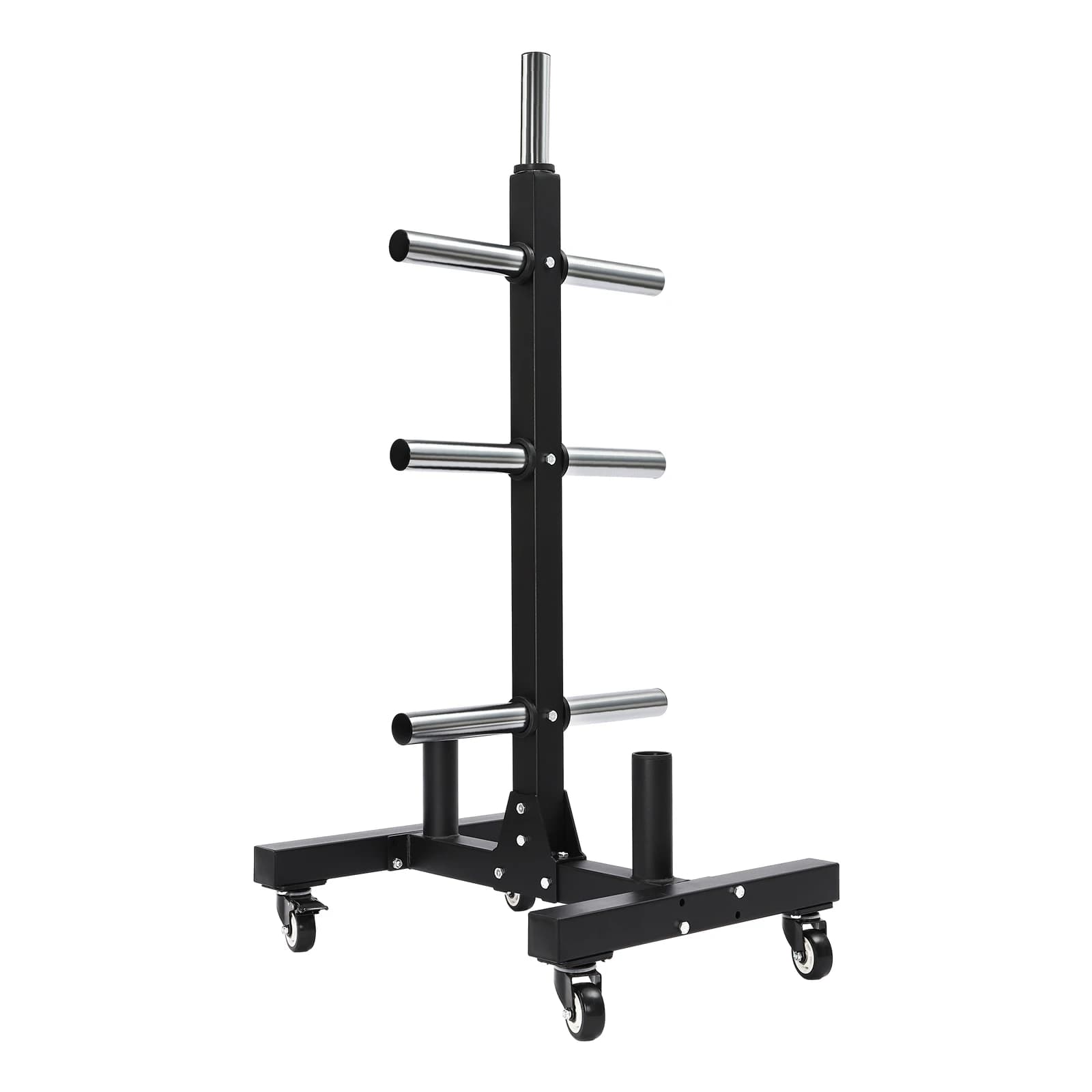 Plate Rack Tree, Dumbbell Stand, Weight Plate Storage Rack, 1100LBS Capacity, 2mm Thick Steel Frame, Mobile Exercise Equipment Holder with Locking Wheels, Easy Clean, Organize Home Gym Fitness Training Accessories