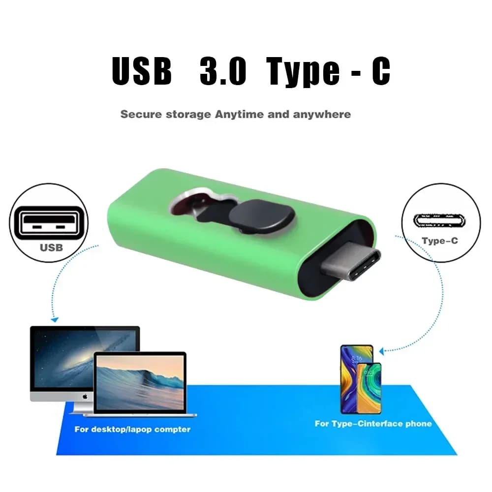 Nuovo Pen Drive 2 IN 1 di tipo C 256GB 128GB Memory Stick usb 32GB 64 gb16gb Pen drive Usb 3.0 Flash Drive per telefono Android/PC