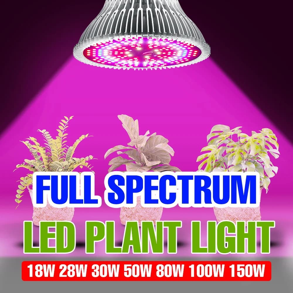 150W LED Full Spectrum Grow Light Bulb Indoor Plant Lamp E27/E26 For Potted Flower Succulent Plant Cultivation Fill Lighting E14