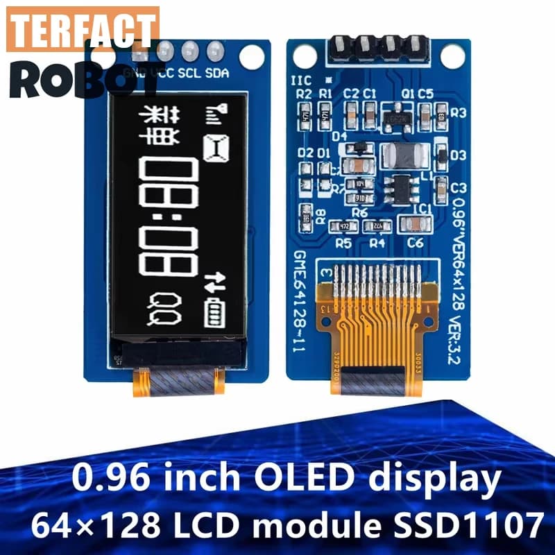 1~10PCS TERFACT ROBOT 0.96 inch OLED display 64×128 LCD module SSD1107 LCD 0.96 "OLED Vertical screen module for arduino