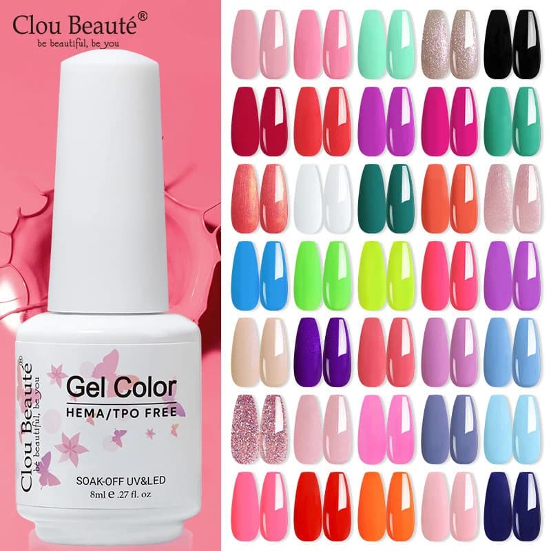 Clou Beaute 8ML Gel Nail Polish Without HEMA/TPO Series 180 Colors New Arrivals Hot Sale Glitter Red Nail Base Coat Top Coat