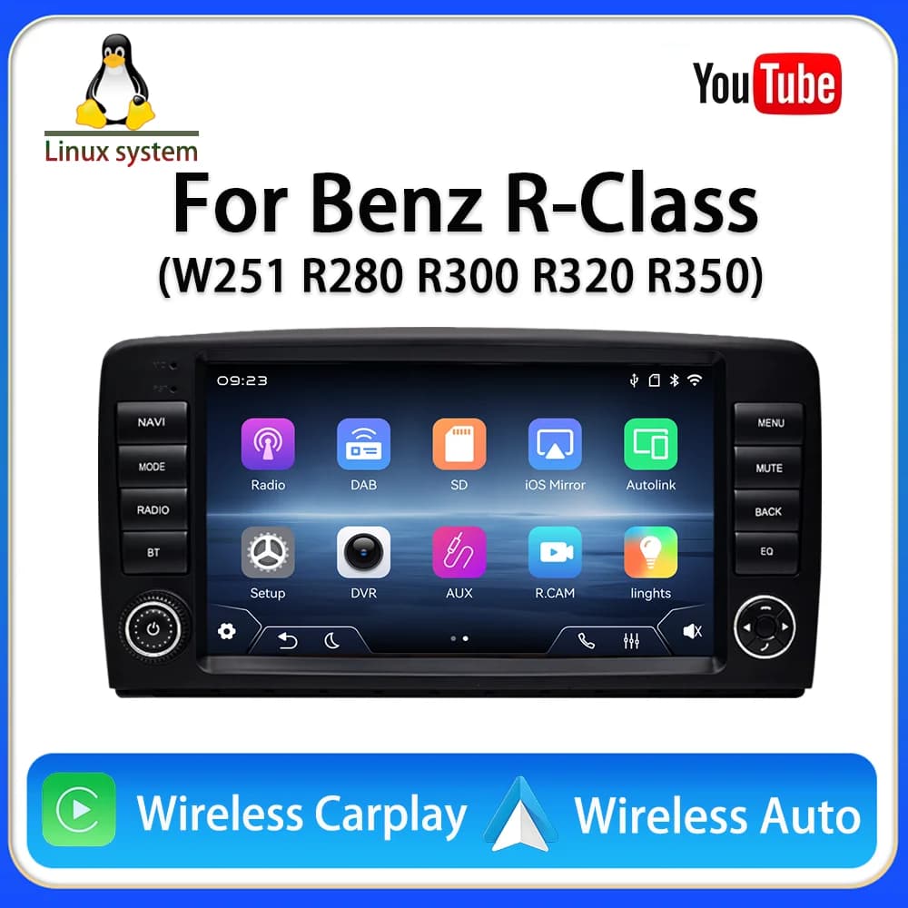 Per Mercedes Benz Classe R (W251 R280 R300 R320 R350) 2026 Nuovo Sistema Linux Bluetooth Musica Video Lettori Multimediali Telecamere