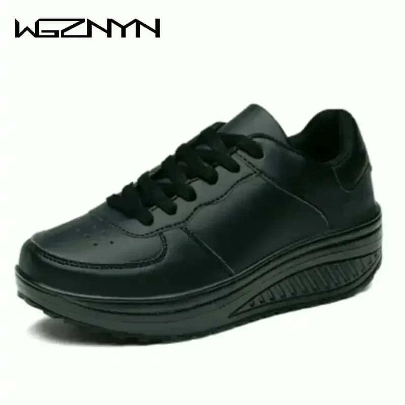 Designe Women Sneakers Breathable Waterproof Wedges Platform Vulcanize Shoes Woman Sneakers Leather Casual Shoes Tenis Feminino