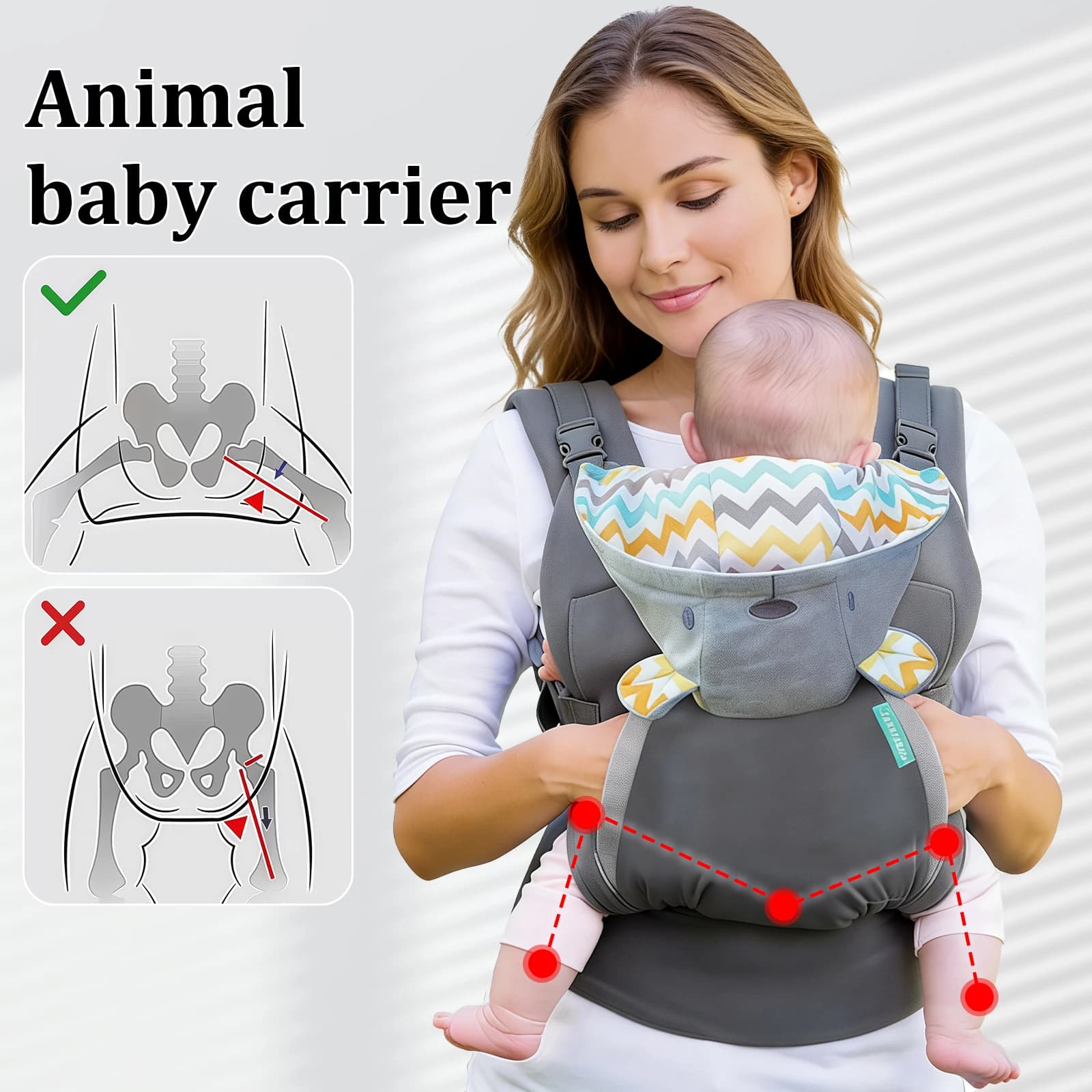Set da 1 pezzo, marsupio multifunzionale con cappuccio e doppia tracolla, marsupio 4 in 1, dotato di seggiolino per neonati, con cappuccio staccabile, antivento e caldo, un accessorio essenziale per il viaggio per trasportare i neonati