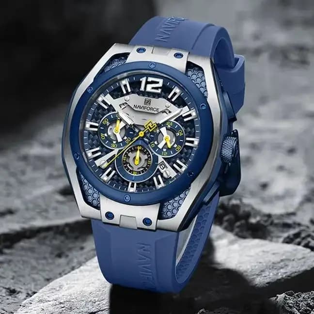 NAVIFORCE 8063 Top Brand Men's Quartz Watch Multifunction Sports Chronograph 3ATM Waterproof Wrist Watch Relogio Masculino