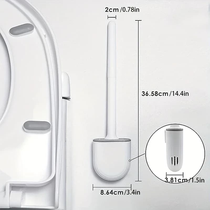 Spazzola per WC in Silicone con Manico Lungo Flessibile, Porta Spazzola ad Asciugatura Rapida, Accessori per il Bagno