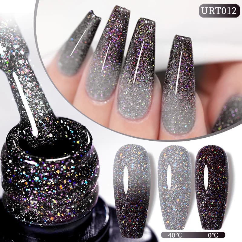 UR SUGAR 7.5ml Gel termico glitter laser Semi permanente Soak Off Gel UV Temperatura Cambia colore Paillettes Vernice per nail art