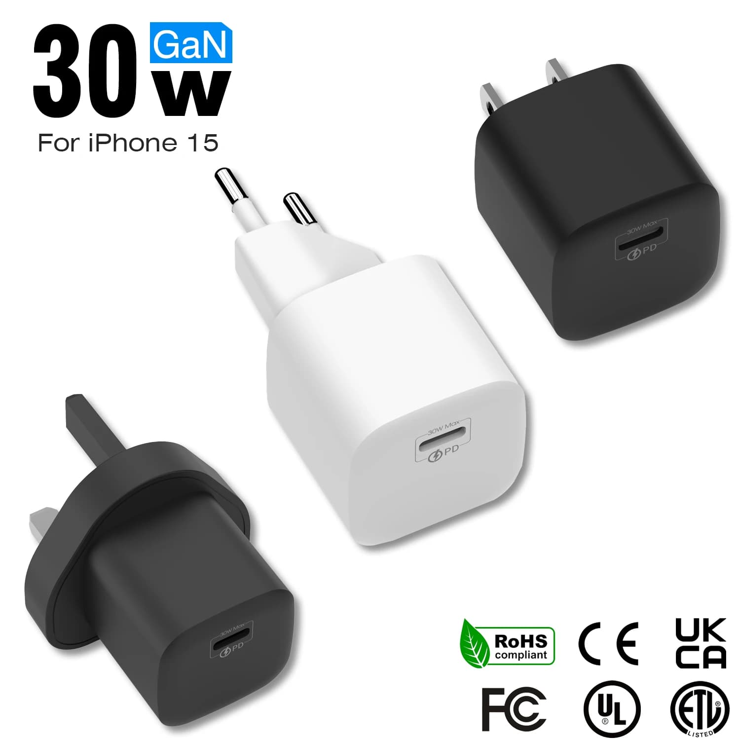 UGOURD PD 30W GaN Super Fast Charger Power Adapter Type C UK US EU Plug For iPhone iPad MacBook Air Pro Laptop Samsung Huawei