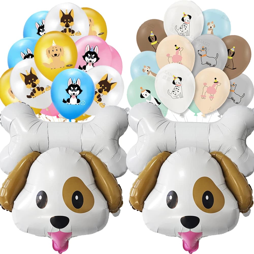 Decorazioni per feste di compleanno per cani Palloncini per animali con stampa in lattice da 12 pollici Tema per cuccioli di animali domestici carini Forniture per decorazioni per feste di compleanno per baby shower