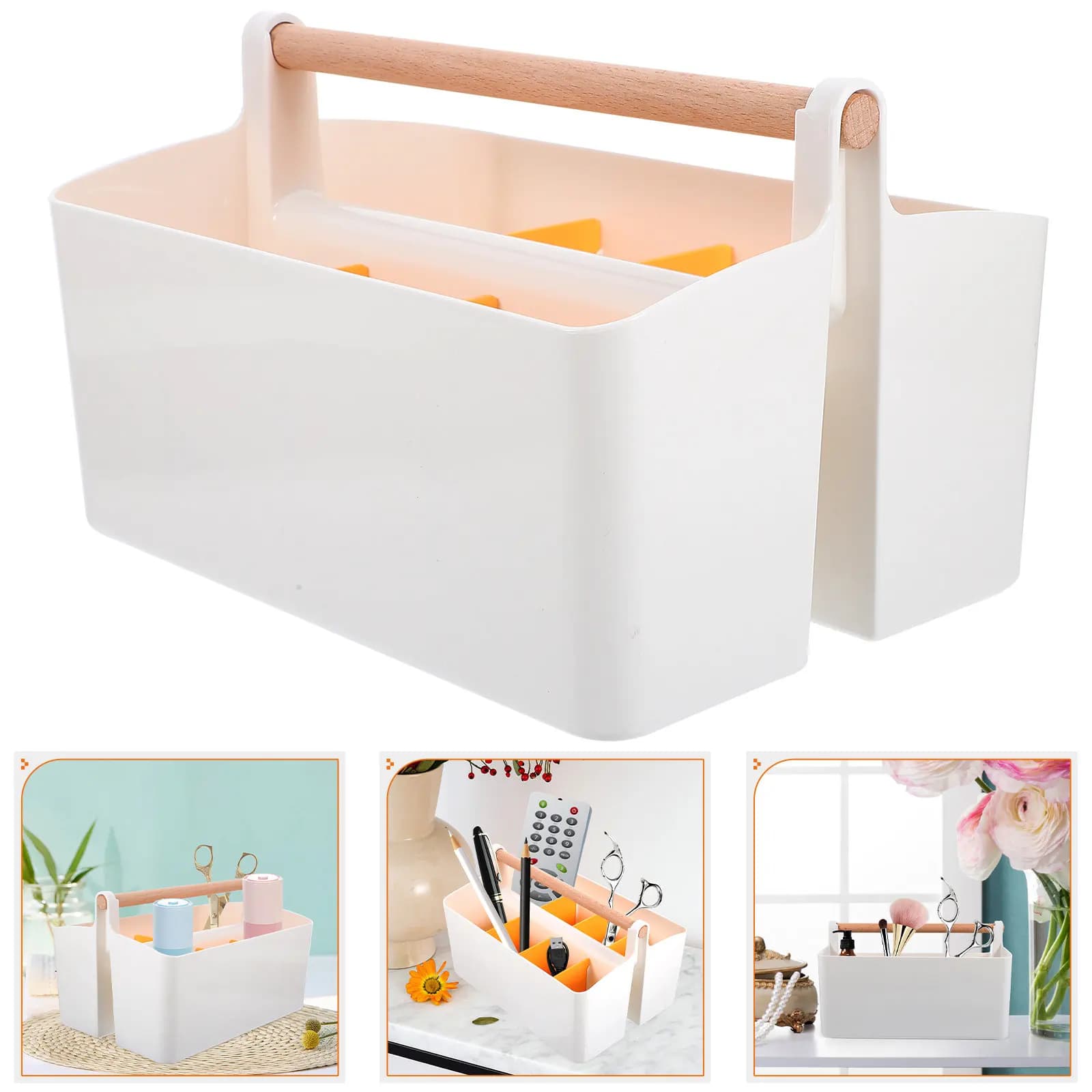 Organizer da scrivania di ottima fattura, scatola portaoggetti con scomparti lisci e lucidi per bagno, camera da letto, spogliatoio, ufficio, portapenne