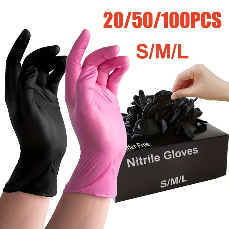 20/50/100 Pezzi Guanti in Nitrile Monouso Fucsia, Non Sterili, per Pulizie Domestiche, Cucina, Giardinaggio e Bellezza