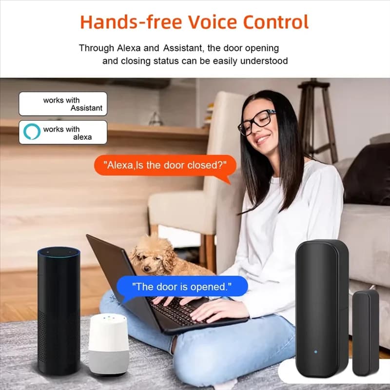 【LARANZIA】Tuya Zigbee Sensore per porte e finestre Allarme antifurto Rilevatore wireless per casa intelligente APP Lavoro remoto Funziona con Alexa Google H