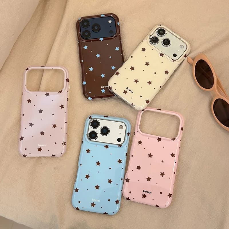 Fashion Stars Cream Macaron IMD TPU Phone Case For iPhone 17 Pro Max 16 15 14 13 Shockproof Protective Back Cover