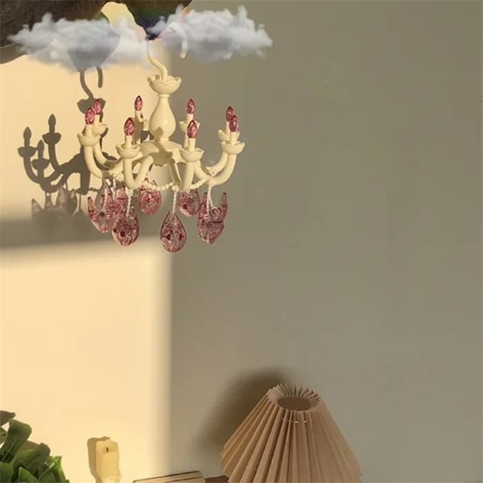 Cute Retro Crystal Lampshade Clothes Drying Rack Princess Room Decorative Frame Plastic Coat Hanger Japanese Style Pink Girl ...