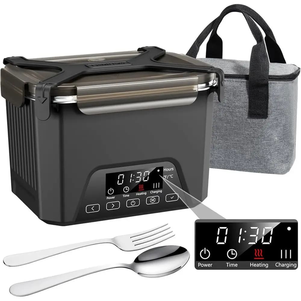 Scaldavivande Elettrico Portatile da 1.2L con Batteria e Riscaldamento Automatico, Senza BPA, Ideale per la Preparazione dei Pasti, per Lavoro e Viaggi