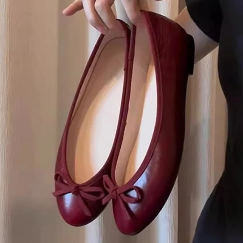 Women's Round Toe Dancers Decoration with Fashionable Bow Mary Jane Moccassini Shoes Comfortable and light with soft sole