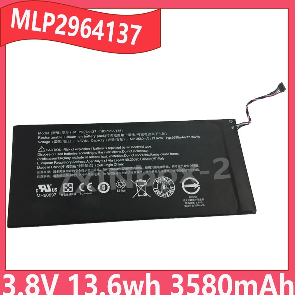New MLP2964137 3.8V 13.6wh 3580mAh Laptop Battery For Acer A1402 Iconia One 7 B1-730 B1-730HD 16GB Wi-Fi 3165142P A1402