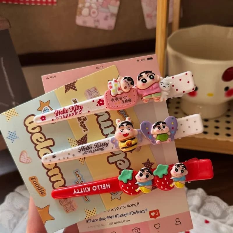 Fermaglio per capelli grande a forma di ape dei cartoni animati di Crayon Shin-chan, grazioso fermaglio per frangia, accessori per capelli alla moda per bambine per l'abbigliamento quotidiano