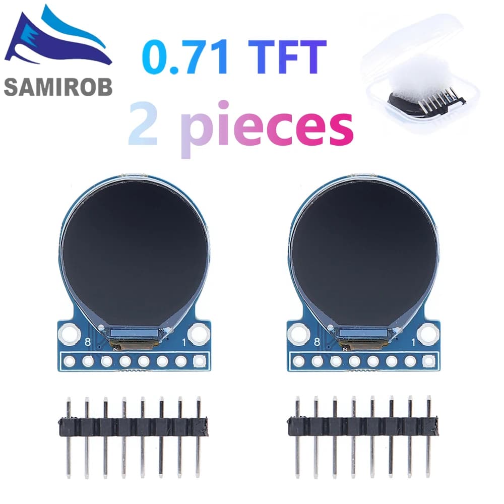 2 pezzi Display TFT Modulo display LCD TFT da 0,71 pollici Rotondo RGB 160*160 GC9A01 Driver 8PIN Interfaccia SPI 160x160 PCB per Arduino