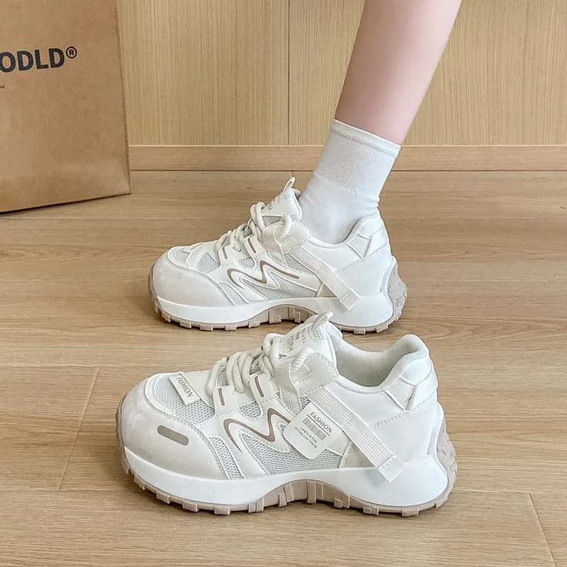 Sneakers Casual da Donna 2026 in Pelle con Suola Spessa, Traspiranti, Vulcanizzate, per Camminata e Corsa, Scarpe Platform 898
