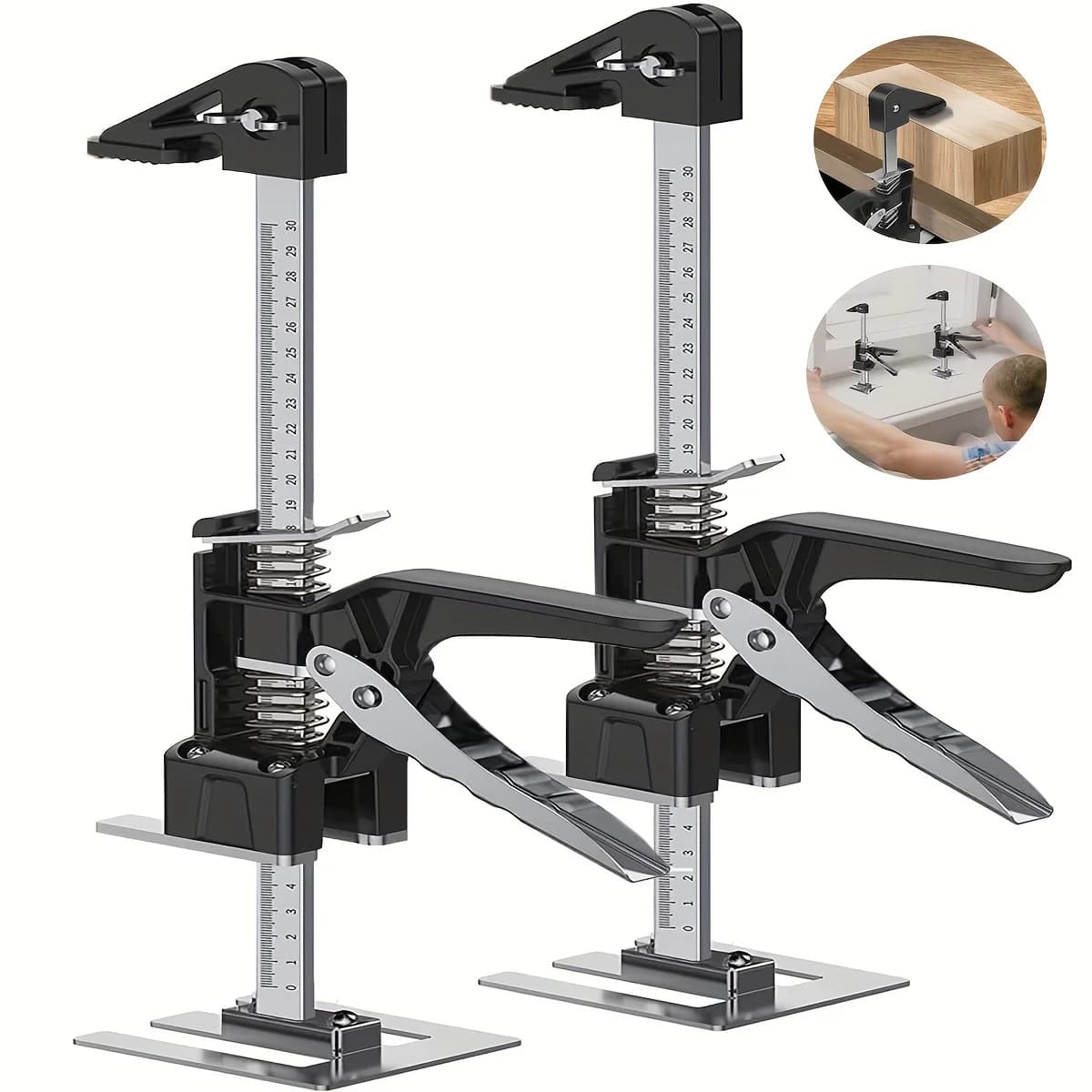 2 PCS Risparmio di manodopera Braccio Bordo Jack Cabinet Sollevatore Localizzatore di altezza Regolazione Sollevatore Strumenti di sollevamento manuale antiscivolo multifunzionali