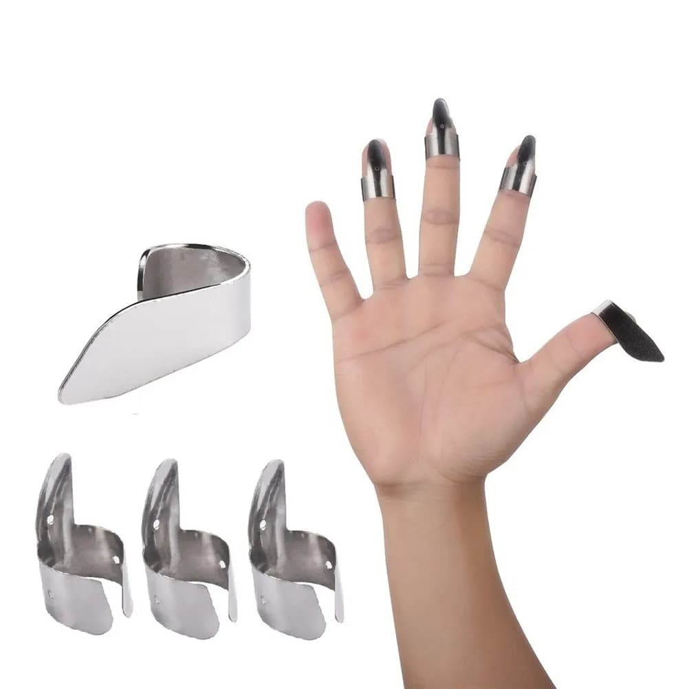 Set di 8 Plettri in Acciaio Inox Placcati Oro, Design Ergonomico per Chitarra, Basso, Ukulele, Strumenti a Corda Elettrici e Acustici