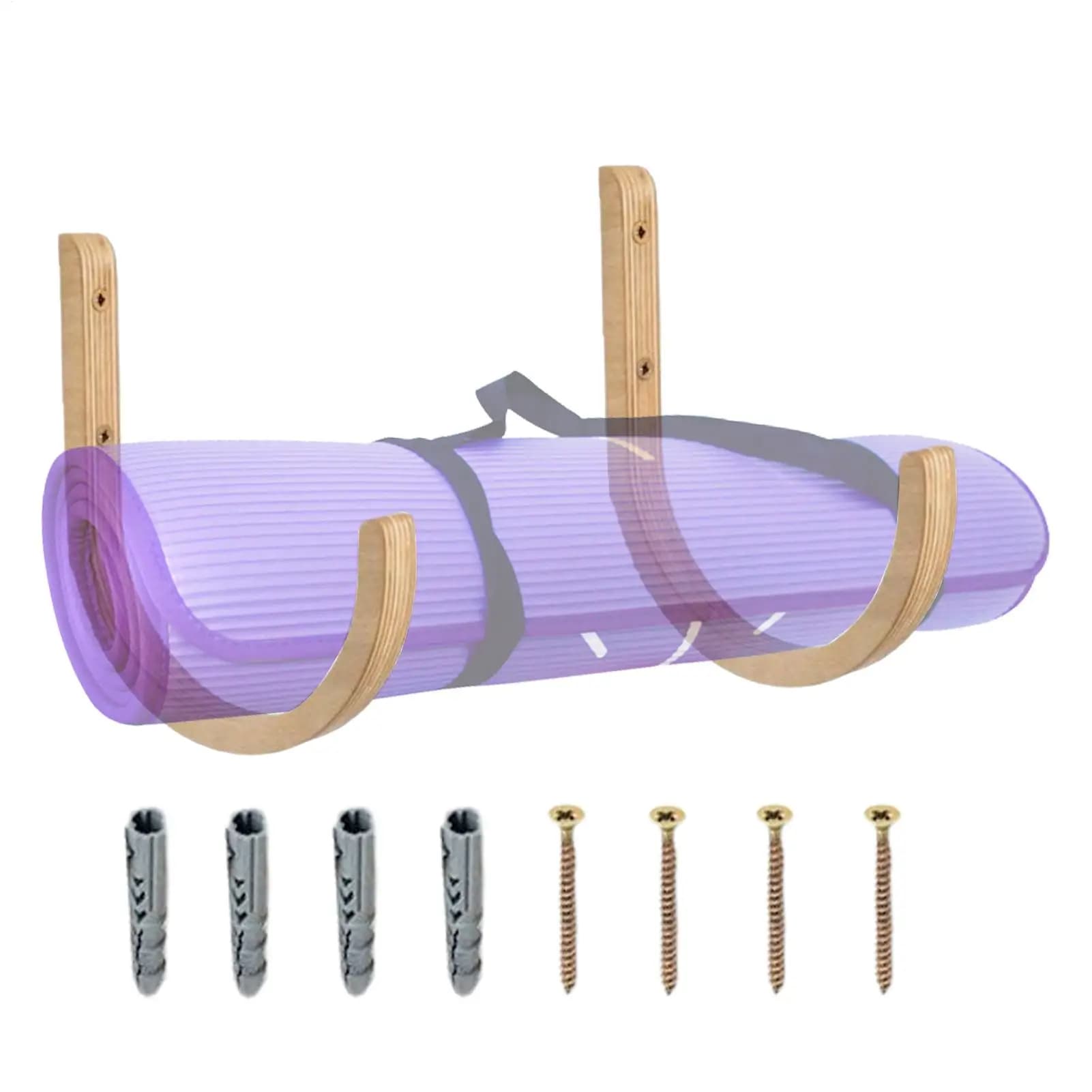Yoga Carpet Organizer, 2 Pieces, Floor Mounting in Spatial Wood, Carpet Holder for Exercises, Home Training Equipment