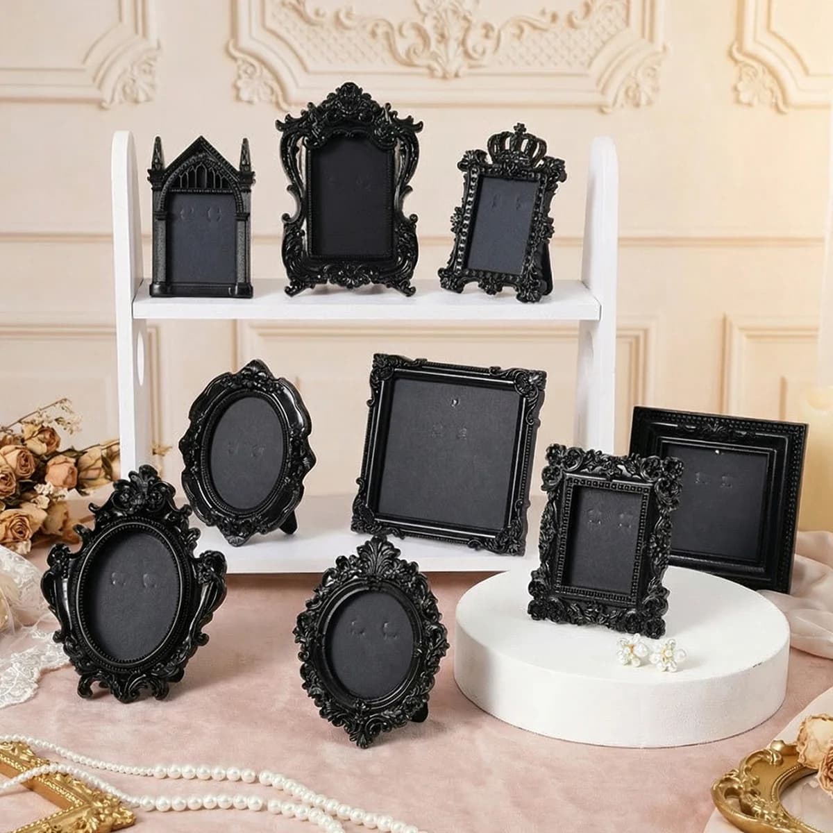 Retro Mini Photo Frames Photographic Props Resin Memory Display Frames Creative Black Gold Vintage Picture Frame Gifts