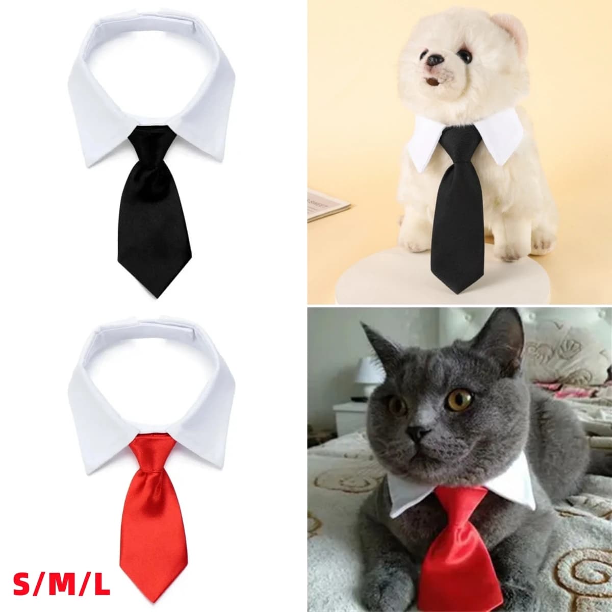 Pet Tie Knot Collar Adjustable Anti-Strangle Neck Bib Dog Cat Formal Necktie Pet Supplies for Holiday Wedding Party Gift S/M/L