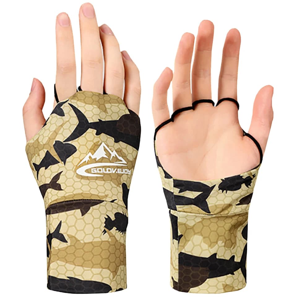 1 pair of fish gloves Ice Silk anti-uv breathable sun protection high elastic women outdoor sports cycling diving gloves