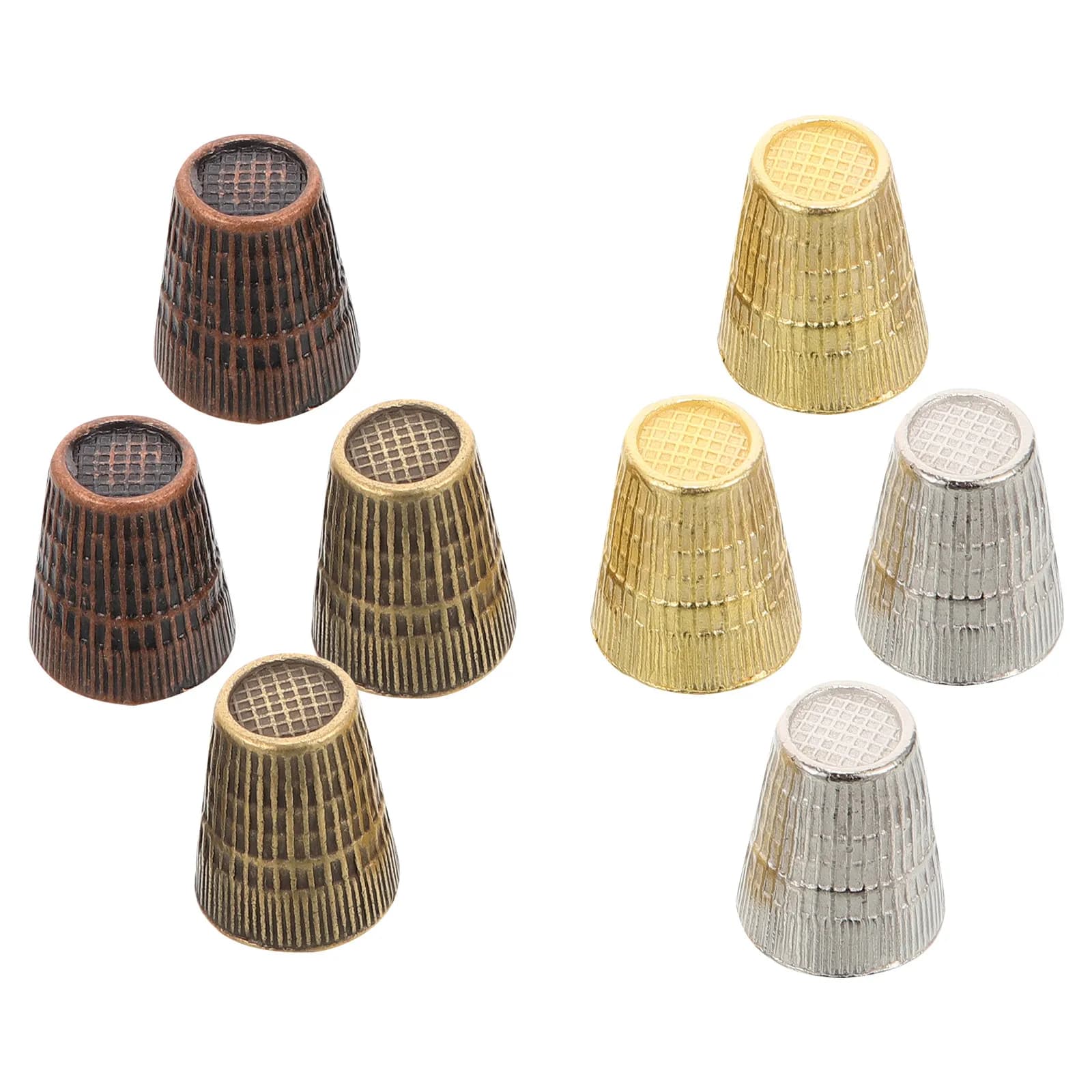Set di 8 Ditali in Metallo con Motivo Goffrato per Cucito, Protezione Dita per Lavori Artigianali, Ricamo, Quilting e Tela