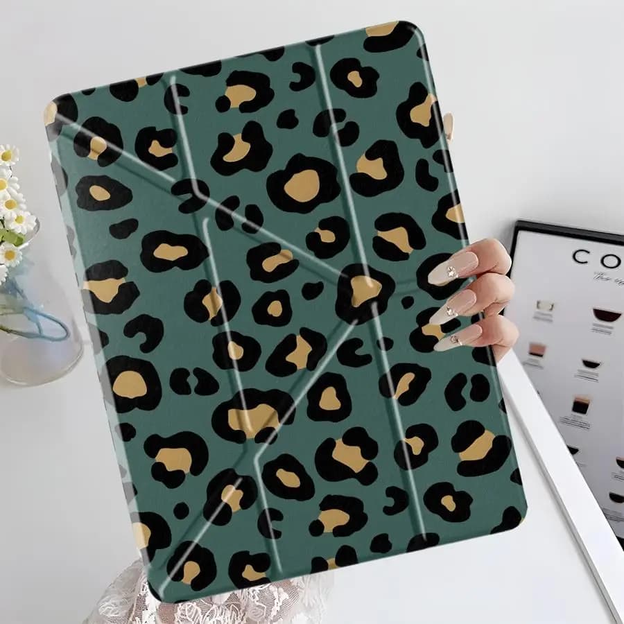 Custodia per Tablet di Lusso con Supporto a Y per iPad Pro 11, 10, 9, 8, 7 generazione, 12.9 pollici, 2025, Mini 6, 7, Air 4, 5, M3, M2, 1, 2, M4, 11 pollici